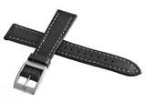 Authentic Locman Lorica 18mm Black Leather Watch Band with Silver Buckle