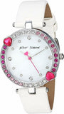 Betsey Johnson Women's BJ00704-02BX - Heart Stone Bezel & White Strap Watch