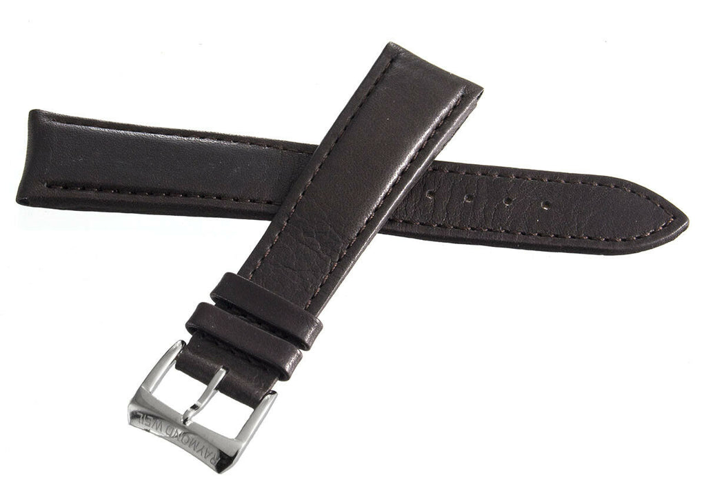 Raymond Weil 19mm Brown Leather Watch Band With Silver Buckle