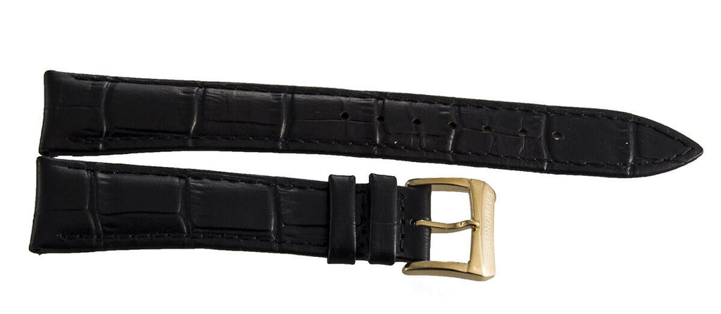 Raymond Weil 19mm Black Leather Watch Band With Gold Buckle V1.17