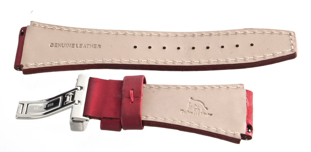 Techno Master 26mm Red Genuine Leather Watch Band Strap