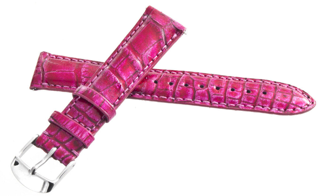 NEW Michele Womens 18mm Hot Pink Genuine Alligator Leather Watch Band