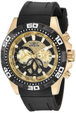 Invicta 23756 Aviator Gold Dial Black Silicone Strap Chronograph Men's Watch