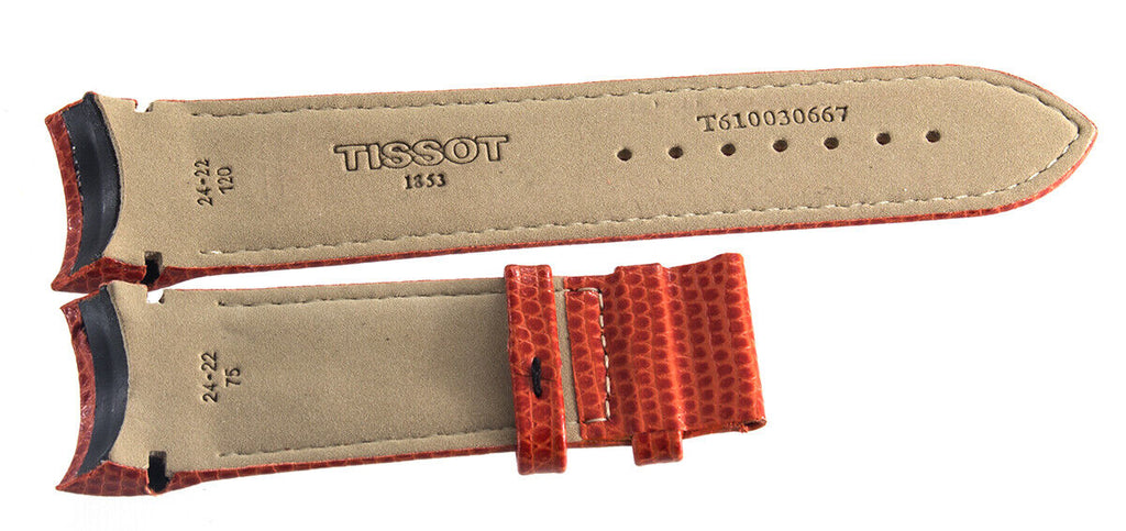 Tissot 24mm x 22mm Orange Leather Watch Band Strap