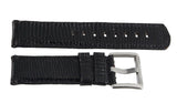 LOCMAN Men's 24mm x 24mm Black Lizard Leather Watch Band Strap W/Silver Buckle