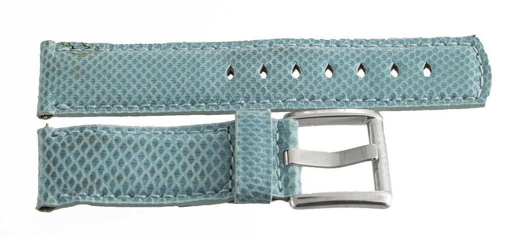 LOCMAN Men's 21MM x 20mm Turquoise Lizard Leather Silver Buckle Band