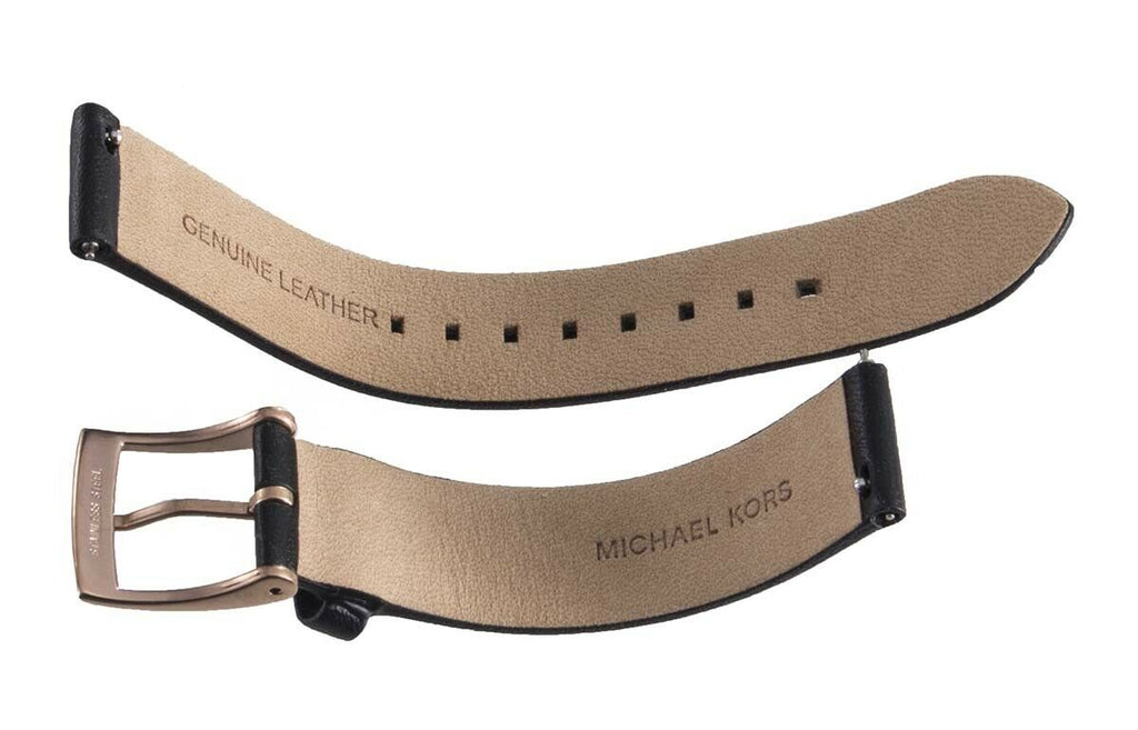 Michael Kors 16mm x 16mm Black Leather Gold Buckle Band