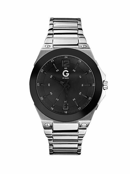 GUESS Men's Silver Stainless-Steel Black Dial Quartz Watch G99027G7