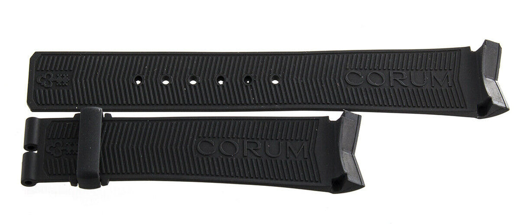 Authentic Corum 21mm x 18mm Black Rubber Watch Band Strap NEW