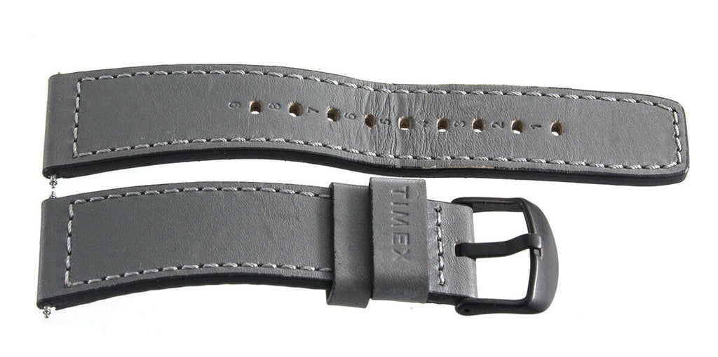 Timex The Waterbury Men's 21mm Grey Leather Black Buckle Watch Band Strap