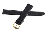 Revue Thommen 17mm Black Leather Gold Buckle Watch Band Strap NOS