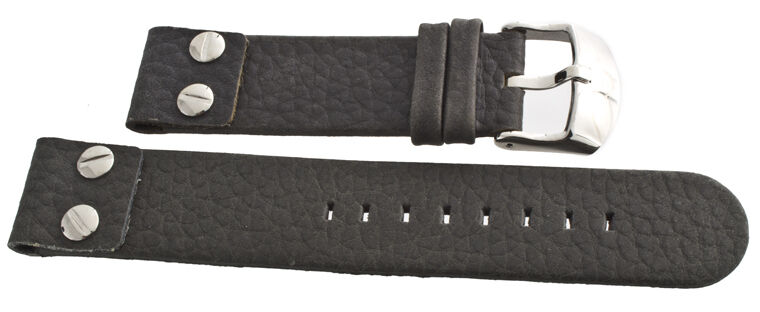 Genuine Techno Master 22mm Grey Leather Watch Band Strap