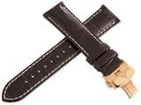 Aqua Master Mens 22mm Brown Leather Watch Band Strap W/ Stainless Steel Buckle