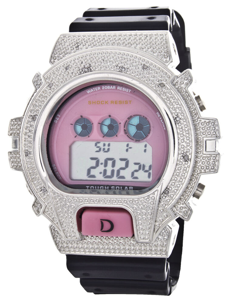 King Master Unisex Pink Dial Black Rubber Band Digital Watch