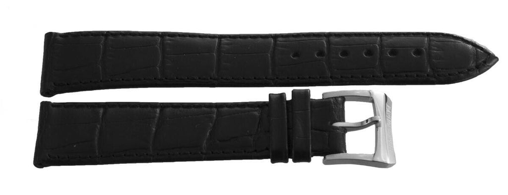 Raymond Weil 18mm x 16mm Black Leather Watch Band W/ Silver Buckle
