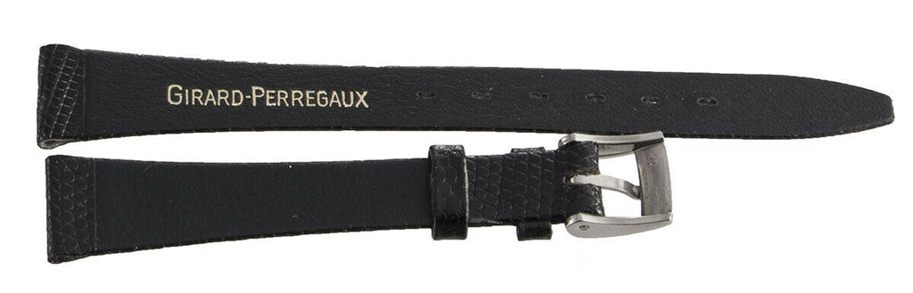 Girard Perregaux 14mm Black Lizard Leather Silver Buckle Watch Band Strap