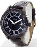 Guess Women W0014L3-A Black Ion Plated Steel Animal Print Leather Bracelet Watch