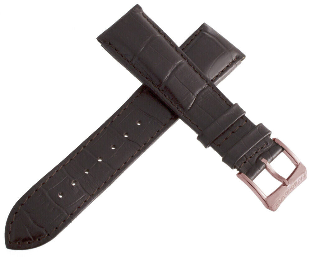 Raymond Weil 21mm Brown Alligator Leather Watch Band Strap RG Tone Buckle