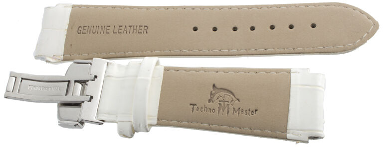 Genuine Techno Master 22mm White Leather Watch Band Strap