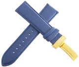 JoJo JoJino 22mm Blue Leather Watch Band Strap W/ Yellow Gold Tone Buckle