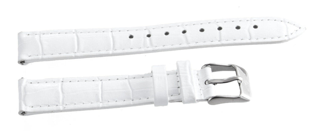 Invicta Womens 16mm x 16mm White Leather Watch Band Strap Silver Pin Buckle