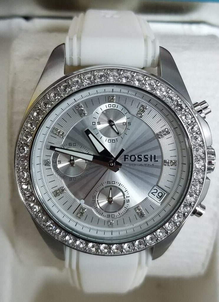 Fossil Women's Silicone Analog Silver Dial Watch ES2883