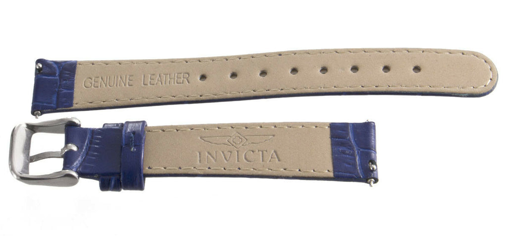 Invicta Womens 16mm x 14mm Dark Blue Leather Watch Silver Buckle Band