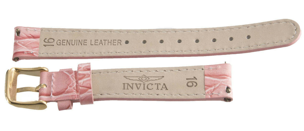 Invicta Women's 16mm x 14mm Pink Leather Watch Band Strap Rose Gold Pin Buckle