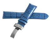 Aqua Master Mens 23mm Blue Leather Silver Buckle Watch Band