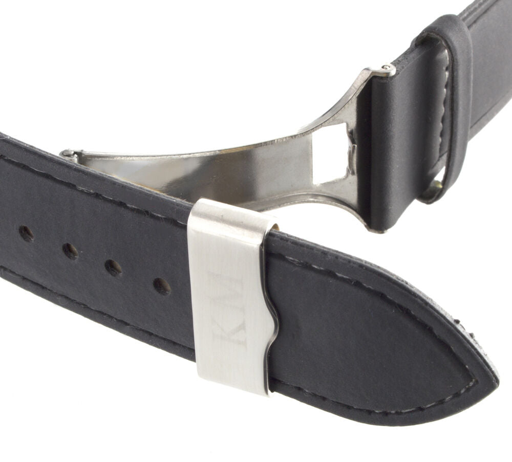 King Master Mens 24mm Grey With Silver Deployant Buckle Watch Band Strap