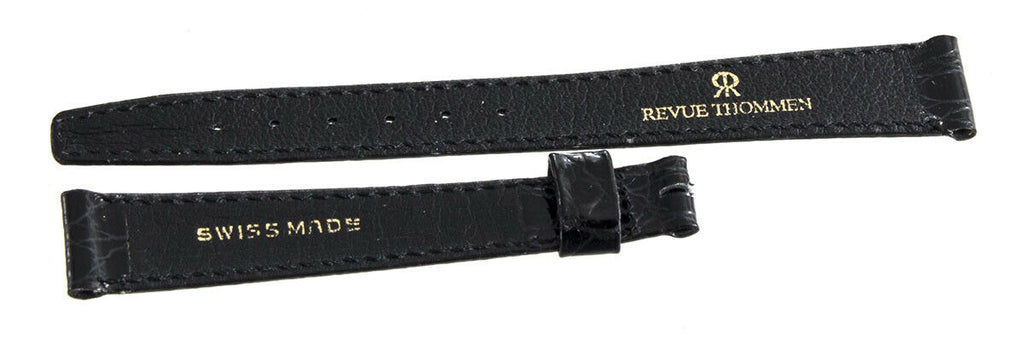 Revue Thommen 13mm x 10mm Black Lizard Leather Watch Band Strap NOS
