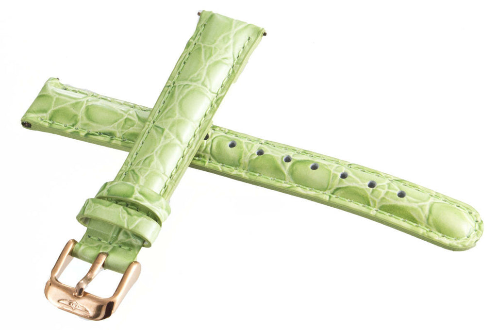 Invicta Women's 16mm Green Leather Watch Band Strap Rose Gold Buckle