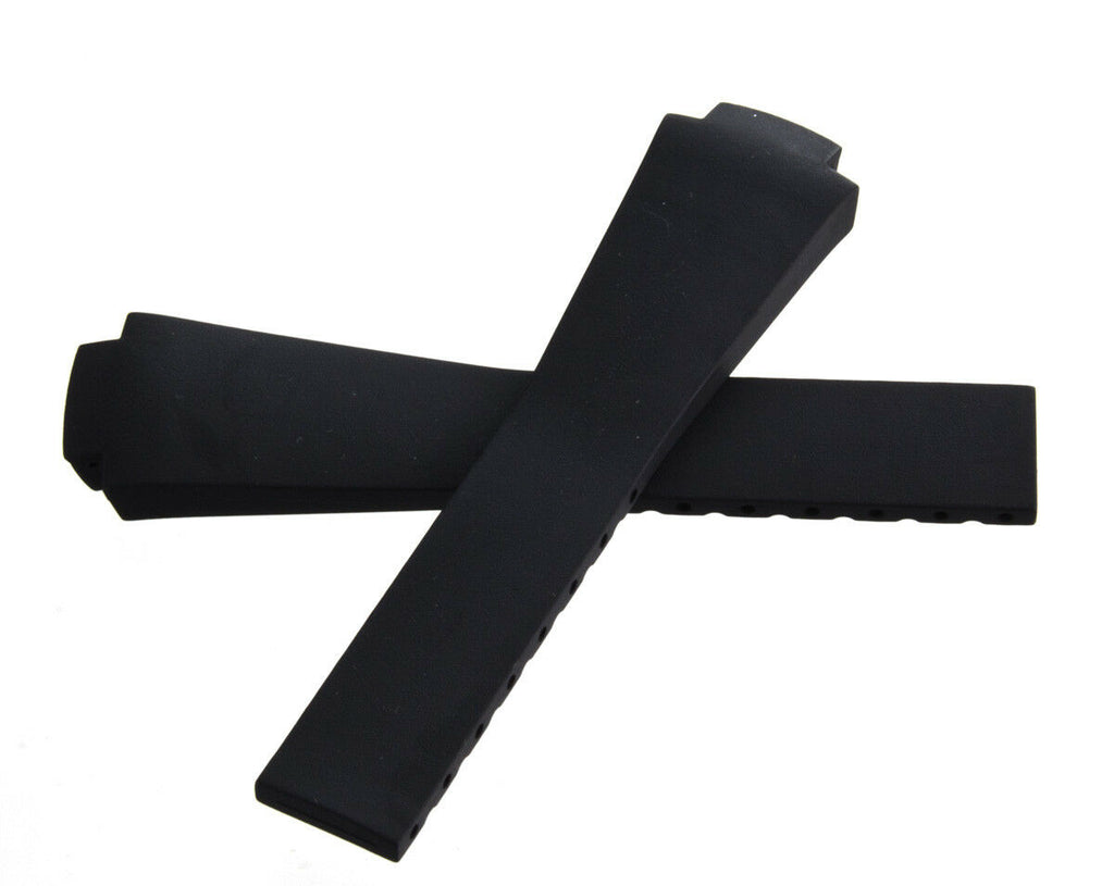 Longines 21mm x 14mm Black Rubber Watch Band Strap