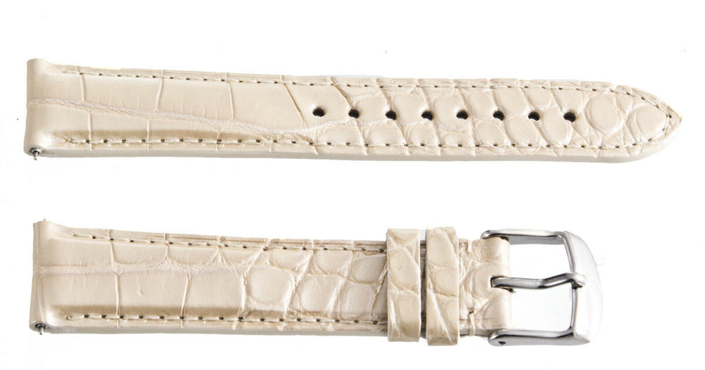Michele Womens 18mm Beige Leather Watch Band