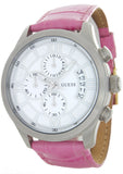 Guess Women's White Dial Stainless Steel Case Pink Leather Band Watch W12101G1