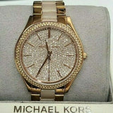 Michael Kors Slim Runway Womens Gold Crystal Dial Gold Steel Bracelet MK4288