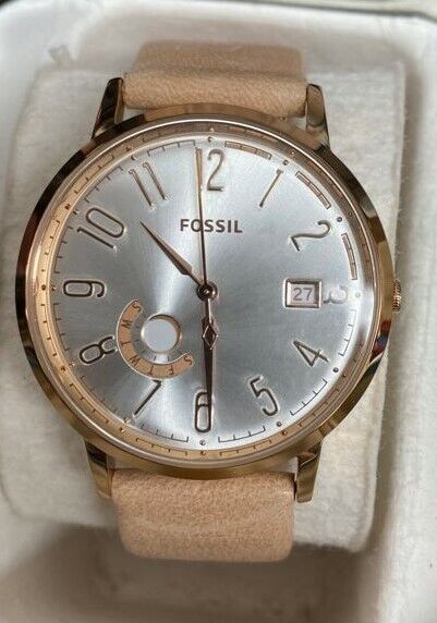 Fossil ES3751 Vintage Muse Silver Dial Sand Leather Strap Women's Watch