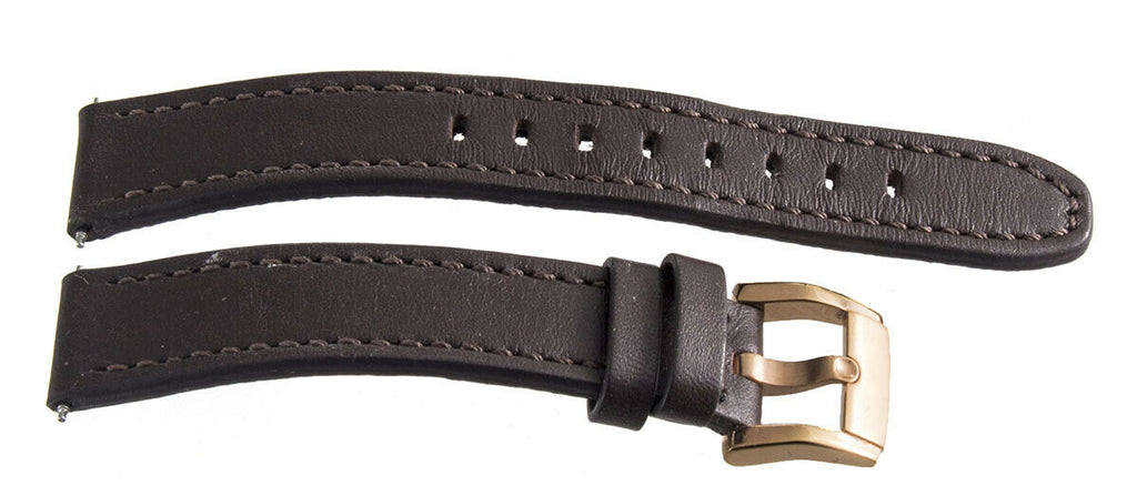 Movado Bold 15mm Women's Dark Brown Genuine Leather Gold Buckle Watch Band 1067