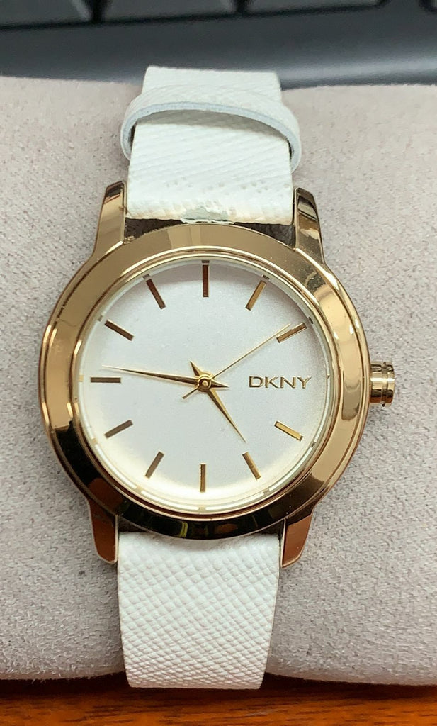 DKNY NY2194 Tompkins White Dial White Leather Strap Women's Watch