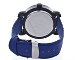 King Master Men's Diamond Black Dial Blue Leather Band Watch