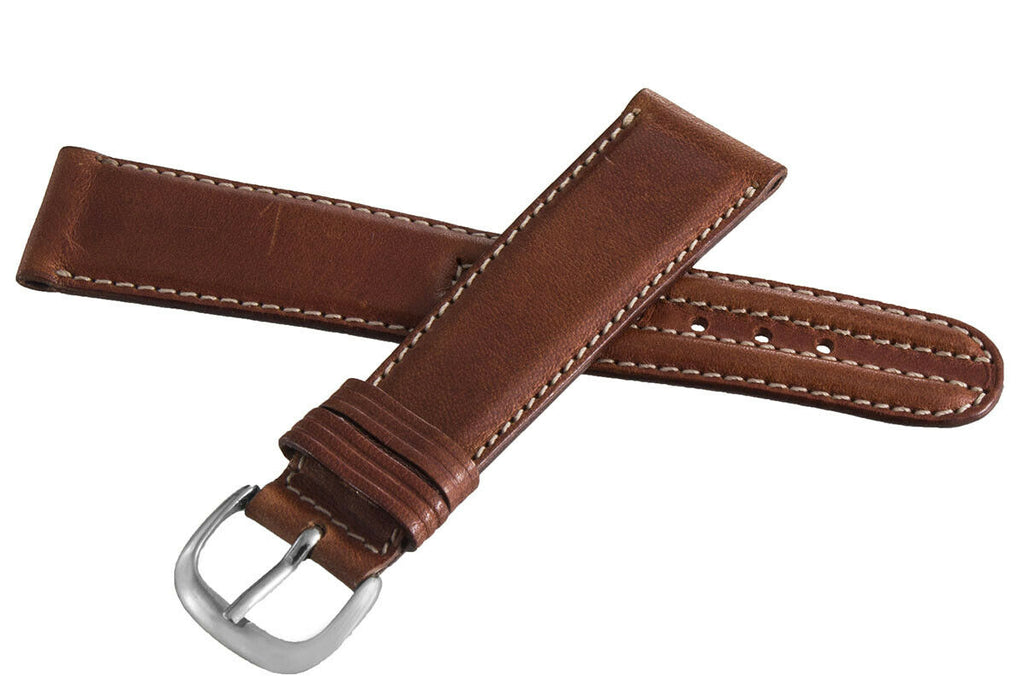 Marvin 20mm Brown Leather Silver Buckle Watch Band Strap