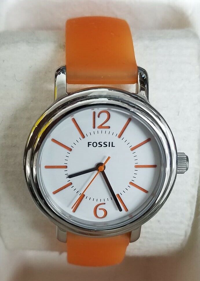 Fossil ES2593 White Dial Silicone Strap Women's Watch
