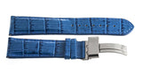 Aqua Master Mens 23mm Blue Leather Silver Buckle Watch Band