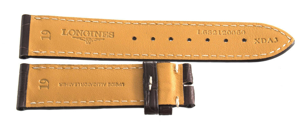 Longines 19mm x 18mm Dark Brown Leather Watch Band L682152130 XCA3