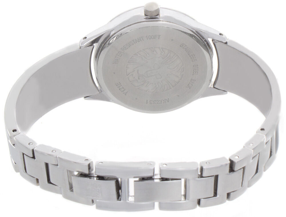 Anne Klein Women's Grey Pearl Dial Grey Metal Bangle Bracelet Watch AK/2331GYSV