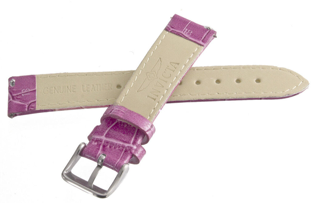 Invicta 18mm Dark Pink Alligator Leather Watch Band Silver Tone Buckle