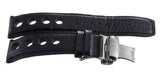 Tissot 20mm x 18mm Black Leather Silver Buckle Watch Band Strap