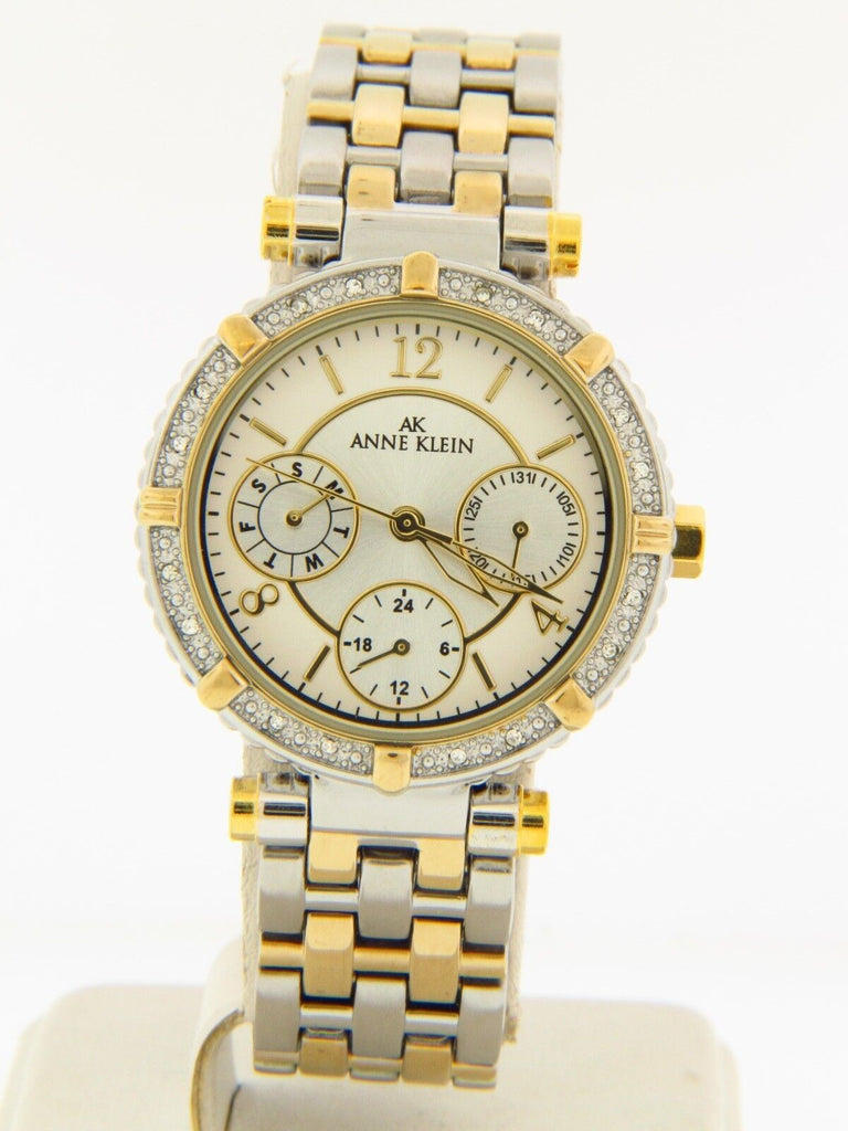 Anne Klein Women's 10/9859 Diamond Accented Two-tone Steel Bracelet Quartz Watch