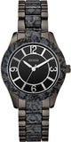 Guess Women's W0014L3 Black Ion Plated Steel Animal Print Bracelet Quartz Watch