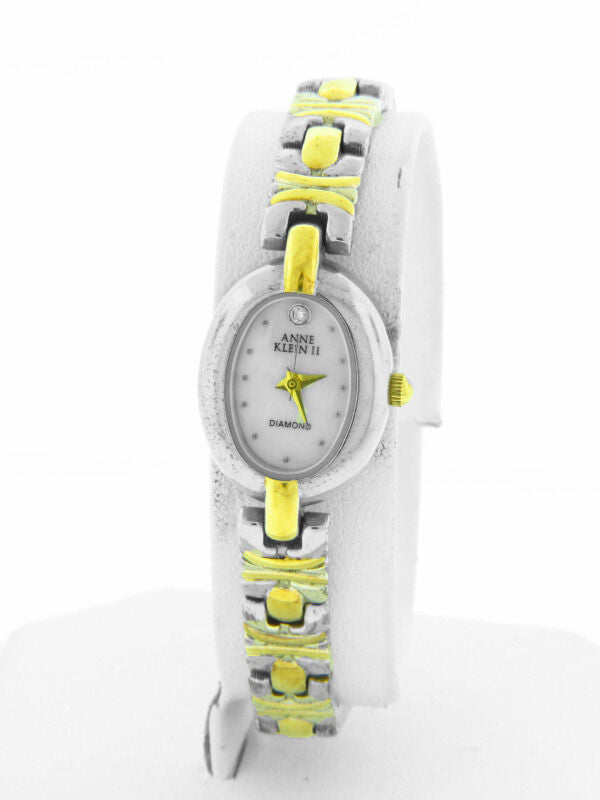 Anne Klein 10/3206-7 Women's Oval MOP Dial Two-Tone Bracelet Quartz Watch